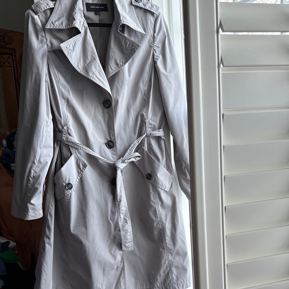 Jones New York Light Gray Trench Coat